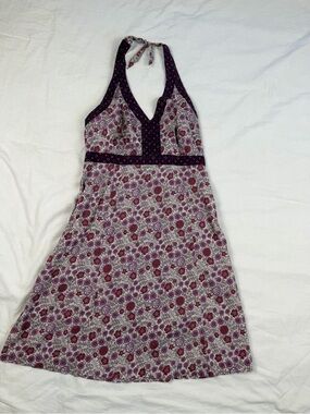 GAP Floral Halter Dress Cottagecore Y2K Pink Purple Summer Womens Size 6